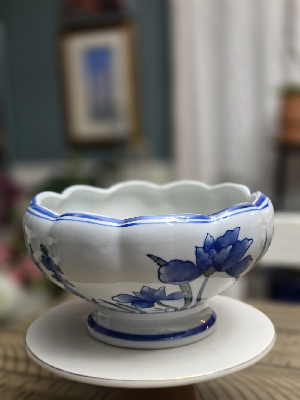 Blue Floral Ceramic Decorative Bowl